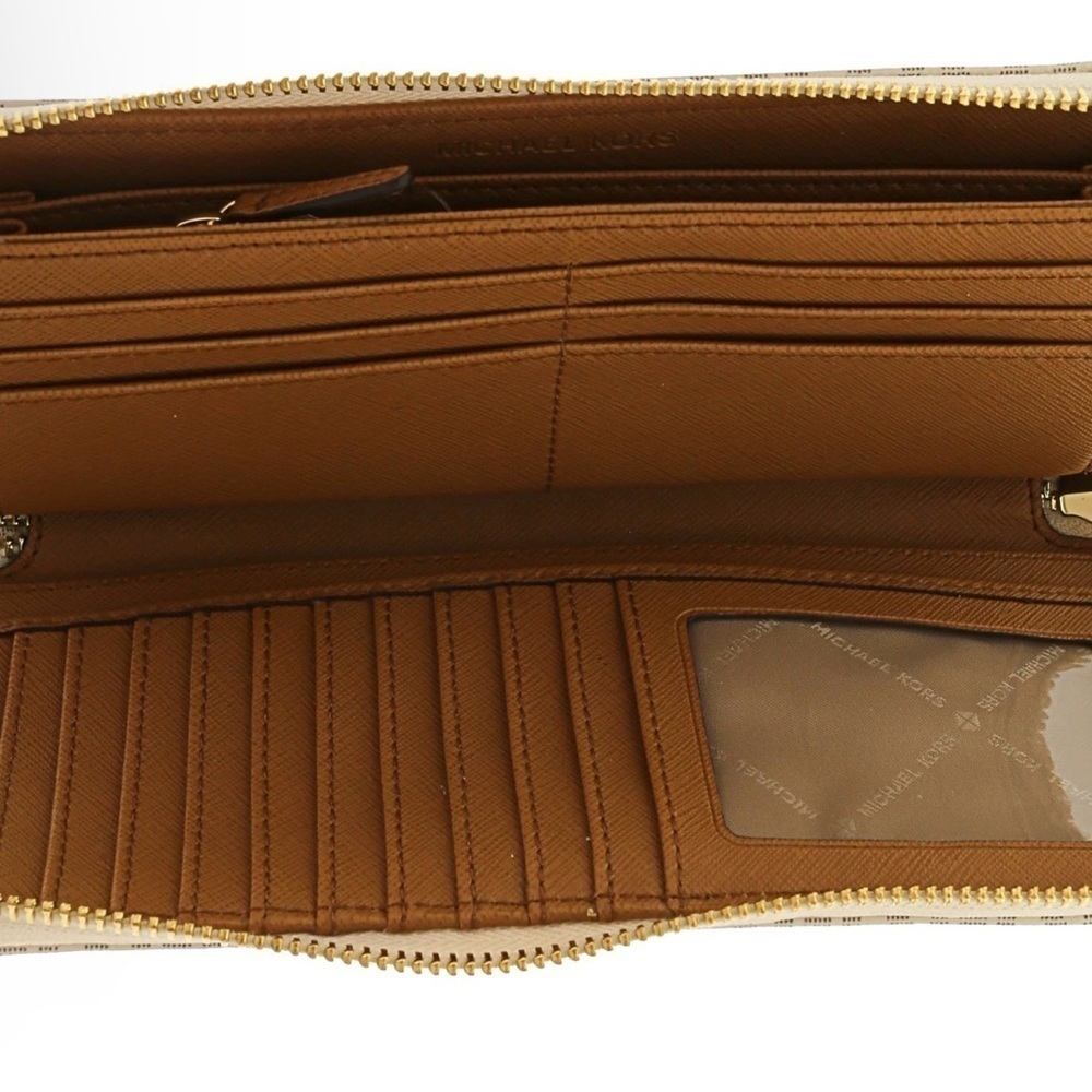 Michael Kors Jet Set Travel Continental Wristlet Wallet Long Vanilla Signature - Picture 2 of 2